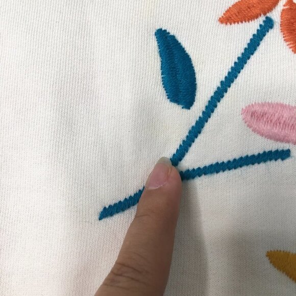 Hanna Andersson Little Girl Off White Floral Sweatshirt Top Size 4 Embroidered - Picture 8 of 12